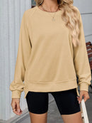 Round Neck Long Sleeve Sweatshirt Apricot