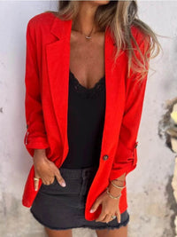 Full Size Lapel Collar Long Sleeve Blazer Plus Size - Store 42