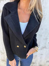 Full Size Double-Breasted Lapel Collar Blazer Plus Size - Store 42
