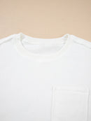 Exposed Seam Chest Pocket Knit Pullover Sweatshirt