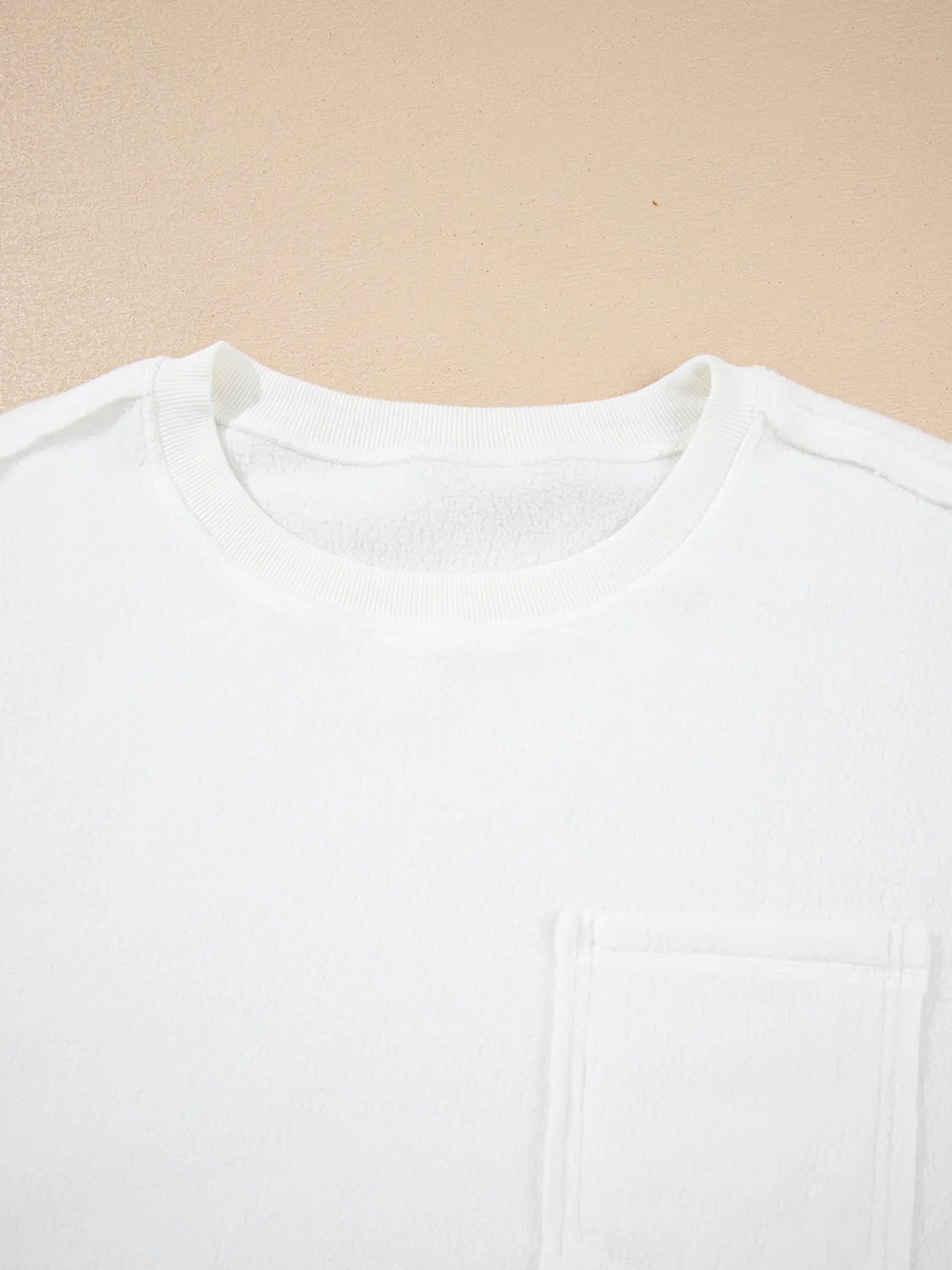 Exposed Seam Chest Pocket Knit Pullover Sweatshirt