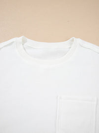 Exposed Seam Chest Pocket Knit Pullover Sweatshirt