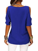 Full Size Crisscross Cold Shoulder Casual T-Shirt Plus Size - Store 42