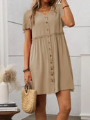 Button Front Flutter Sleeve Dress