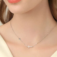 Elegant Cross Moissanite Necklace in 925 Sterling Silver with 18K Gold-Plating, 0.3 Ct - Store 42