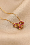 925 Sterling Silver Bow Necklace Gold One Size