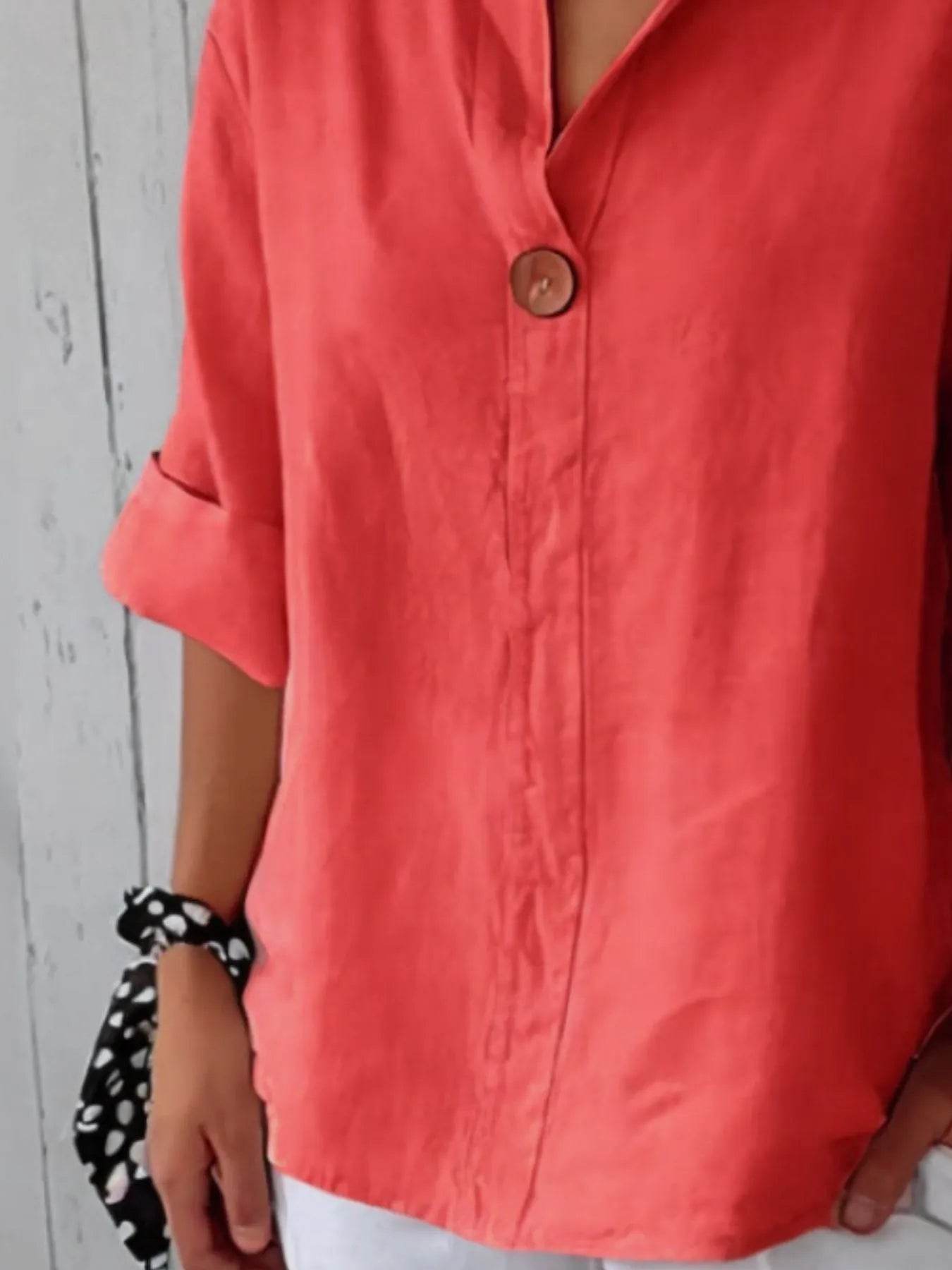 Full Size Casual Notched Drop Shoulder Blouse Plus Size - Store 42