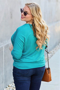 Basic Bae Full Size Round Neck Batwing Sleeve Top - Soft Stretch Rayon Blend, Opaque Design - Store 42