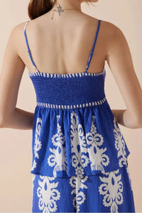 Printed Square Neck Cami and Wide Leg Pants Set