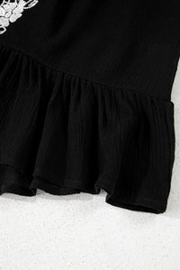 Floral Ruffled Hem Embroidery Cami