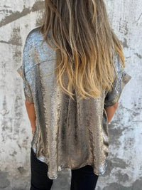 Full Size Collared Neck Short Sleeve Shirt Plus Size - Store 42