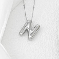 Elegant Copper Bubble Letter Pendant Necklace - Platinum-Plated, 17.7 in Chain Length - Store 42