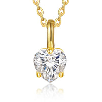 Elegant Heart Shape Pendant Necklace in 18K Gold-Plated Sterling Silver with Moissanite - 0.8CT - Store 42
