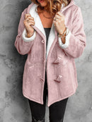 Full Size Cozy Sherpa Lined Toggle Coat with Hood Plus Size - Store 42