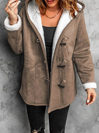 Full Size Cozy Sherpa Lined Toggle Coat with Hood Plus Size - Store 42