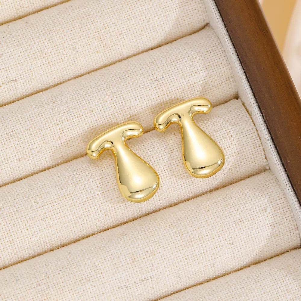 18K Gold-Plated Bubble Letter Stud Earrings - Unique, Dainty & Lightweight for Everyday Wear - Store 42