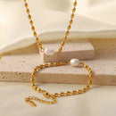 Pearl and Gold Chain Jewelry Set with Necklace and Bracelet Gold One Size