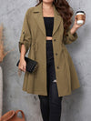 Honey Plus Size Lapel Collar Drawstring Roll-Tab Sleeve Trench Coat - Store 42