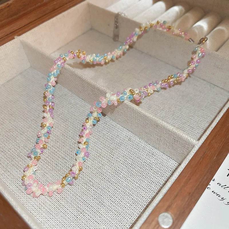15-Inch Titanium Steel Rice Bead Necklace with 3.3-Inch Extension for Unique Style