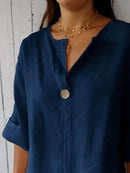 Full Size Casual Notched Drop Shoulder Blouse Plus Size - Store 42