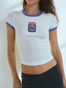 Trendsi Graphic Round Neck Short Sleeve T-Shirt - Slightly Stretchy, Opaque Fabric, 95% Polyester - Store 42