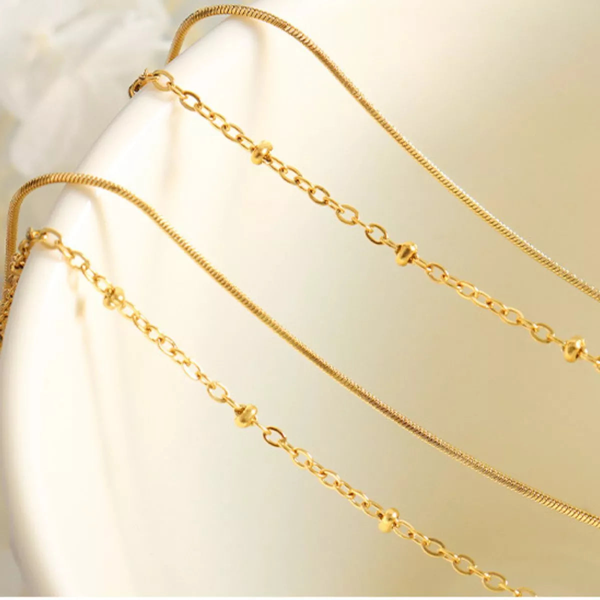 Stylish Double Layered Titanium Steel Bracelet in 18K Rose Gold and Gold Plating
