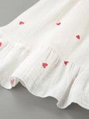 Heart Printed Off-Shoulder Ruffle Mini Dress