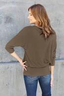 Basic Bae Full Size Round Neck Batwing Sleeve Top - Soft Stretch Rayon Blend, Opaque Design - Store 42
