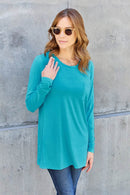 Basic Bae Women's Full Size Round Neck Long Sleeve Top with Pockets and Moderate Stretch - Store 42