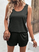Casual Wide Strap Tank Top and Shorts Set