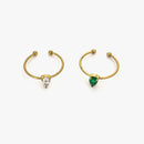 2-Piece 18K Gold-Plated Inlaid Zircon Open Ring