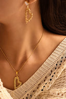 Stainless Steel Heart Earrings and Necklace Set Gold One Size