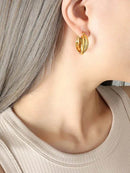 Elegant 18K Gold-Plated Titanium Steel Huggie Earrings for Timeless Style and Durability - Store 42