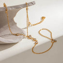 Elegant 18K Gold-Plated Rhinestone Hand Chain Bracelet with Adjustable Design - Store 42