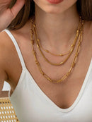 18K Gold-Plated Layered Chain Necklace and Bracelet Jewelry Set - Store 42