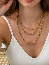 18K Gold-Plated Layered Chain Necklace and Bracelet Jewelry Set - Store 42