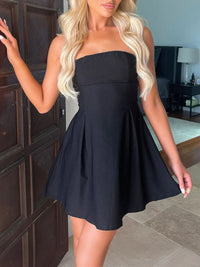 Devine Bow Back Tube Mini Dress Black