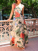 Printed Square Neck Maxi Dress Strawberry