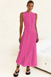 Contrast Stitching Maxi Tank Dress