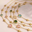 18K Gold-Plated Heart Necklace with Glass Stone