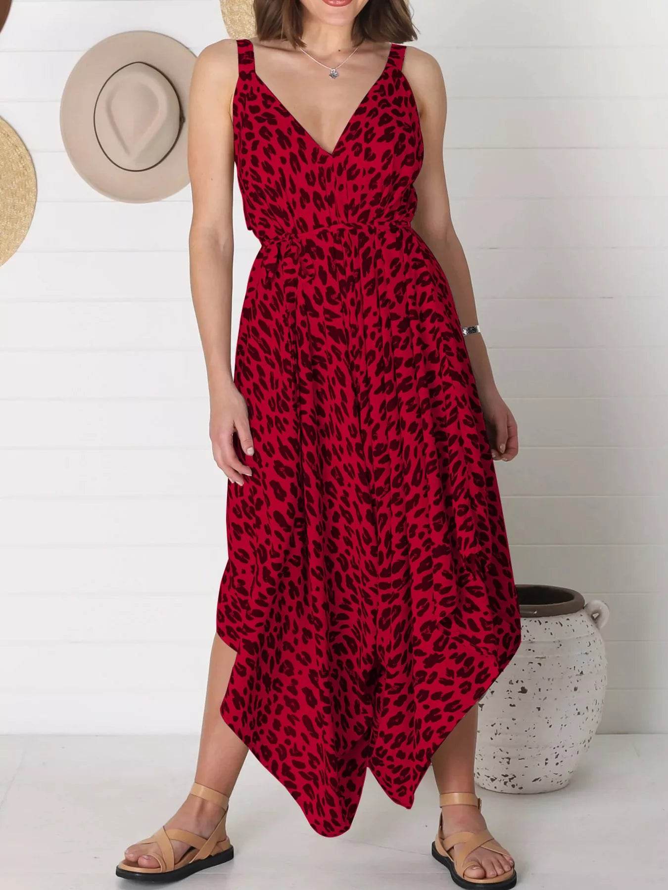 Full Size Leopard Print V-Neck Wide Leg Jumpsuit Plus Size