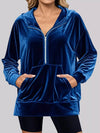 Full Size Half Zip Kangaroo Pocket Hoodie Plus Size - Store 42