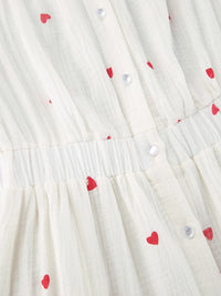 Heart Printed Off-Shoulder Ruffle Mini Dress