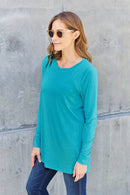 Basic Bae Women's Full Size Round Neck Long Sleeve Top with Pockets and Moderate Stretch - Store 42