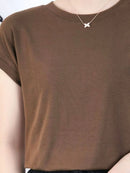 Round Neck Short Sleeve T-Shirt Red-Violet