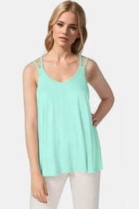 Basic Bae Bamboo Scoop Neck Double Spaghetti Straps Cami Mint Blue