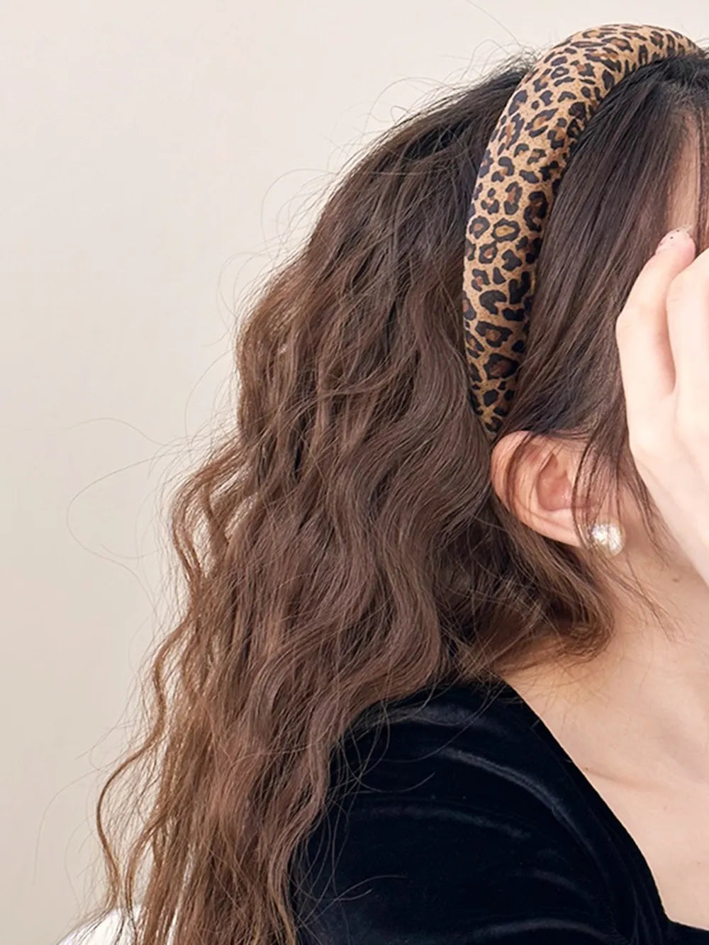Trendy 1-Piece Leopard Print Polyester Wide Headband for Stylish Hair Accessories