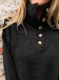 Full Size Button-Detail Turtleneck Sweater Plus Size - Store 42