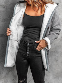 Full Size Cozy Sherpa Lined Toggle Coat with Hood Plus Size - Store 42