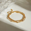 18K Gold-Plated Layered Bracelet with Sparkling Zircon Accents - Adjustable & Elegant Jewelry - Store 42